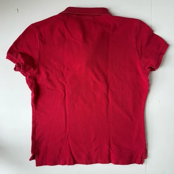 Polo Ralph Lauren Red Skinny Fit Polo Shirt L Blue Pony Cotton - Picture 4 of 4
